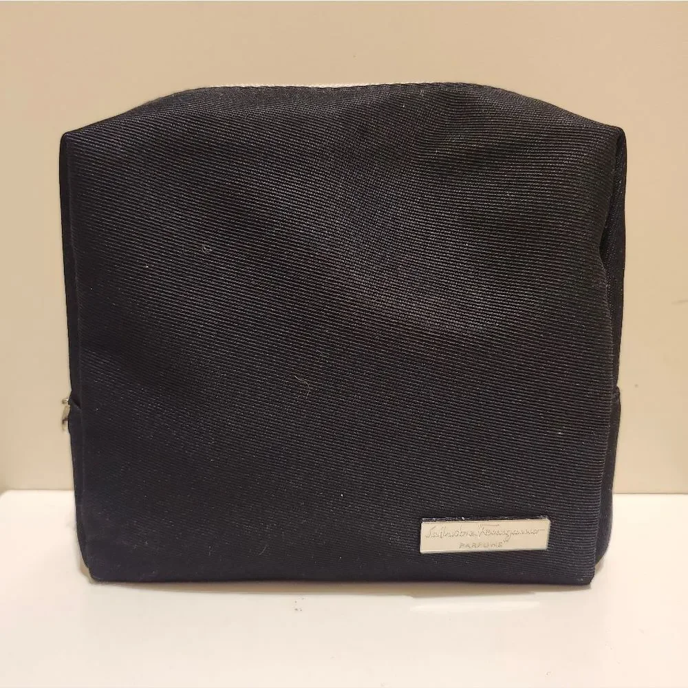 New Salvatore Ferragamo x Alitalia Business Class Canvas w/Gancini Amenity Bag